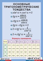 Таблица "Основные тригонометрические тождества. Формулы приведения" (винил) - fgospostavki.ru - Новосибирск