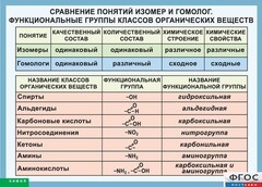 Таблица. Сравнение понятий изомер и гомолог. Функциональные группы классов органических веществ. - fgospostavki.ru - Новосибирск