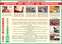 Таблица "Действия при пожаре на предприятии" (100х140 сантиметров, винил) - fgospostavki.ru - Новосибирск