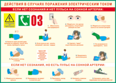 Таблица "Действия в случае поражения электрическим током" (100х140 сантиметров, винил) - fgospostavki.ru - Новосибирск