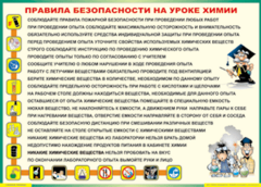 Таблица "Правила безопасности на уроке химии" (100х140 сантиметров, винил) - fgospostavki.ru - Новосибирск