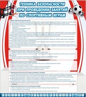 Стенд "Техника безопасности занятий по спортивным играм" - fgospostavki.ru - Новосибирск