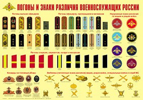 Плакат "Погоны и знаки различия военнослужащих России" - fgospostavki.ru - Новосибирск