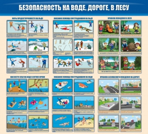 Стенд "Безопасность на воде, дороге, в лесу" - fgospostavki.ru - Новосибирск