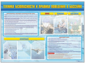 Стенд-уголок "Техника безопасности и правила поведения в бассейне" - fgospostavki.ru - Новосибирск
