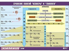 Таблица демонстрационная "Сравнение понятий изомер и гомолог" (винил 70x100) - fgospostavki.ru - Новосибирск