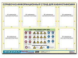 Стенд информационный "Правила техники безопасности в кабинете физики" (80х110, 6 карманов) - fgospostavki.ru - Новосибирск